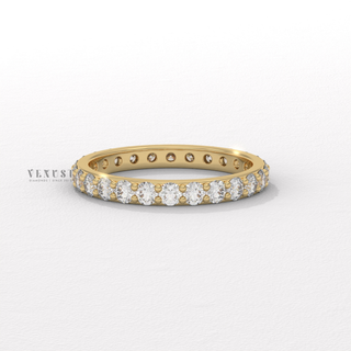 round diamond pave wedding band