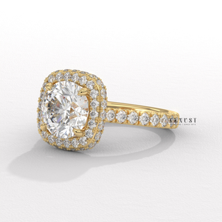 fine jewelry ring, white gold halo ring,