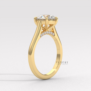 round engagement ring cathedral setting hidden halo