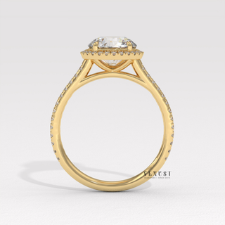 round halo pave ring aesthetic, round halo pave ring luxury