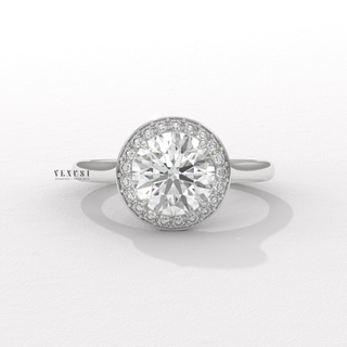 round diamond halo solitaire setting, round cut halo solitaire setting