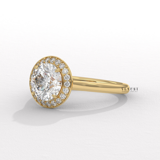 round halo solitaire setting timeless look, round halo solitaire setting modern finish