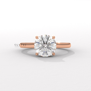round hidden halo cathedral engagement ring