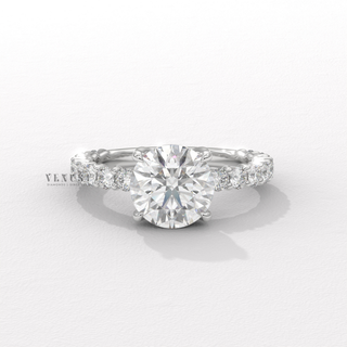 round pavé engagement ring white gold