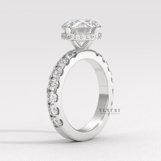 round pave diamond ring for women