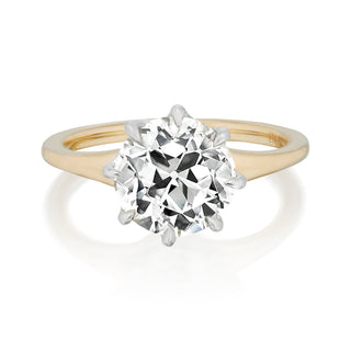 round rose cut solitaire ring,rose cut round engagement ring, round moissanite solitaire ring