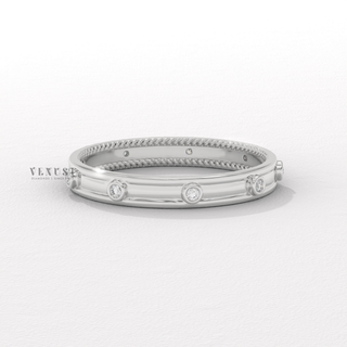 round solitaire pavé band ring