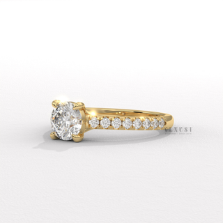 round solitaire pave cathedral ring
