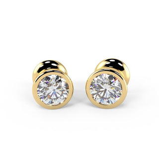 Round Cut Bezel Diamond Moissanite Stud Earring For Women