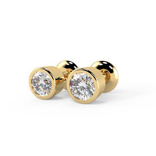 Round Cut Bezel Diamond Moissanite Stud Earring For Women