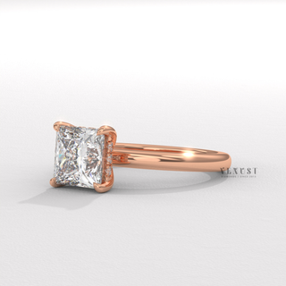 square cut hidden halo ring