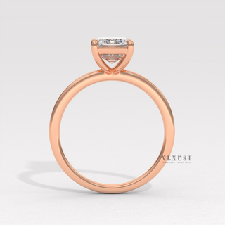 `step cut diamond solitaire ring