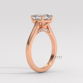 sustainable asscher hidden halo ring