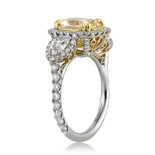 three stone halo engagement ring