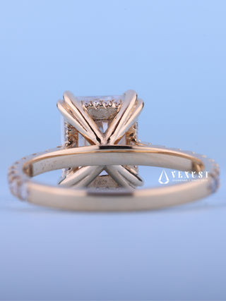 1.50CT Radiant Cut Moissanite Diamond Hidden Halo Pave Engagement Ring