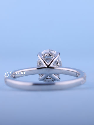 1.50CT Oval Cut Moissanite Diamond Hidden Halo Pave Engagement Ring