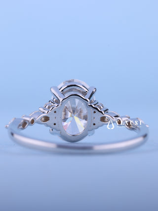 2.0CT Oval Moissanite Diamond Cluster Engagement Ring