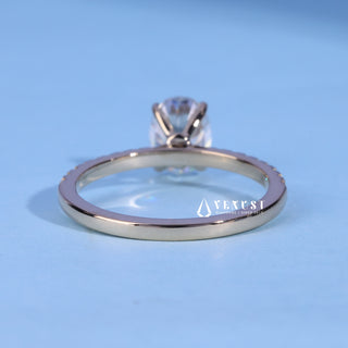 1.0CT Oval Cut Moissanite Diamond Pave Engagement Ring