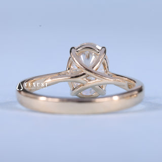 2.0CT Oval Moissanite Diamond Cathedral Engagement Ring