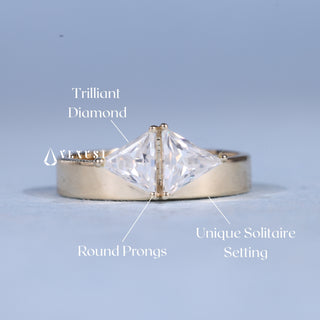 0.50CT Trilliant Moissanite Diamond Two Stone Unique Engagement Rings