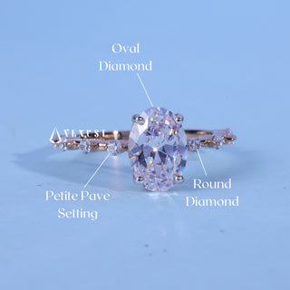 1.50CT Oval Cut Moissanite Diamond Petite Pave Engagement Ring