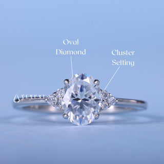 2.0CT Oval Cut Moissanite Diamond Cluster Engagement Ring