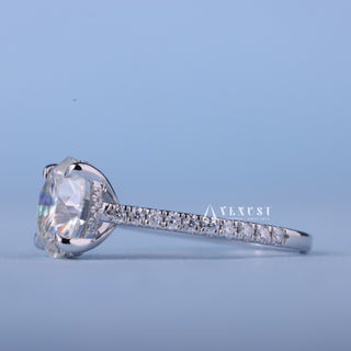1.50CT Round Cut Moissanite Diamond Hidden Halo Pave Engagement Ring