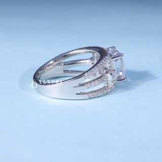 1.50CT Asscher Cut Moissanite Diamond Halo Cluster Engagement Ring