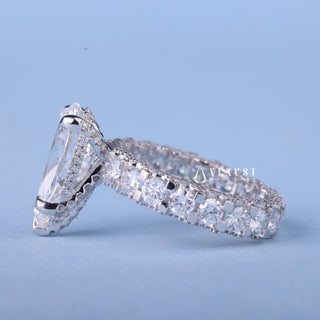 2.0CT Pear Moissanite Diamond Hidden Halo Pave Engagement Ring