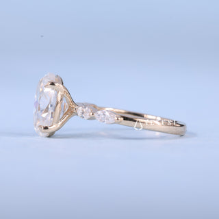 2.0CT Oval Cut Moissanite Diamond Bar Pave Engagement Timeless Engagement Rings