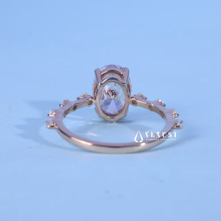 1.50CT Oval Cut Moissanite Diamond Petite Pave Engagement Ring