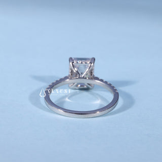 1.50CT Emerald Cut Moissanite Diamond Hidden Halo Pave Engagement Ring