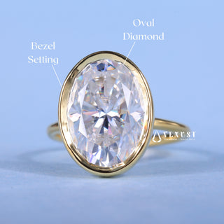 2.50CT Bezel Set Oval Moissanite Diamond Timeless Engagement Rings