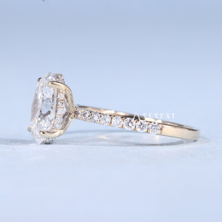 2.50CT Oval Cut Moissanite Diamond Hidden Halo Pave Timeless Engagement Ring