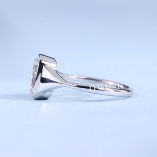 2.0CT Bezel Set Elongated Cushion Moissanite Diamond Solitaire Engagement Ring