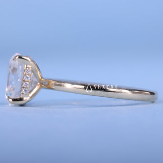 1.50CT Elongated Cushion Cut Moissanite Diamond Hidden Halo Solitaire Engagement Ring