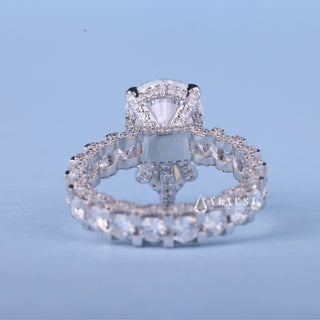 2.0CT Pear Moissanite Diamond Hidden Halo Pave Engagement Ring