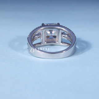 1.50CT Asscher Cut Moissanite Diamond Halo Cluster Engagement Ring