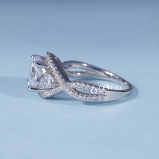 1.50CT Round Cut Moissanite Diamond Halo Split Shank Engagement Ring