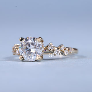 1.0CT Round Cut Moissanite Diamond Cluster Engagement Ring