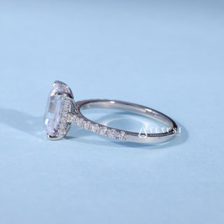 1.50CT Emerald Cut Moissanite Diamond Hidden Halo Pave Engagement Ring