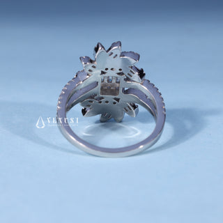 0.70CT Baguette And Round Moissanite Diamond Cluster Engagement Ring