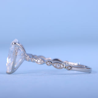 1.50CT Pear Cut Moissanite Diamond Vintage Style Pave Engagement Ring