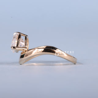 1.50CT East West Pear Moissanite Diamond Unique Engagement Ring