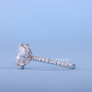 2.0CT Oval Cut Moissanite Diamond Hidden Halo Pave Timeless Engagement Rings