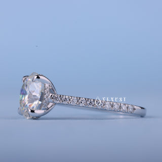 1.50CT Round Cut Moissanite Diamond Hidden Halo Pave Timeless Engagement Rings