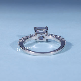 1.0CT Asscher Cut Moissanite Diamond Pave Engagement Ring