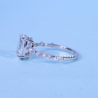 1.50CT Oval Cut Moissanite Diamond Petite Pave Engagement Ring
