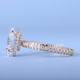 2.50CT Oval Cut Moissanite Diamond Hidden Halo Pave Timeless Engagement Ring