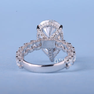 2.50CT Pear Cut Moissanite Diamond Hidden Halo Pave Engagement Ring